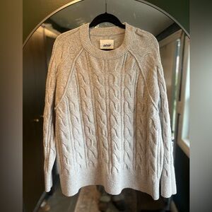 Arie Soft and Cozy Light Gray Cable Knit Sweater